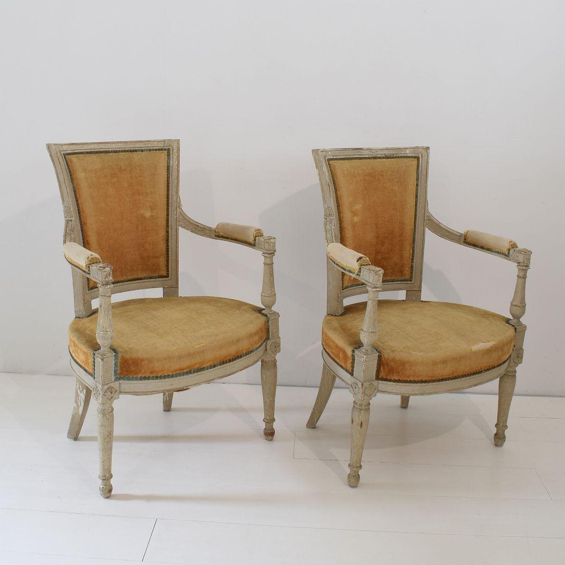Hand-Crafted 18th Century French Pair of Directoire Chairs