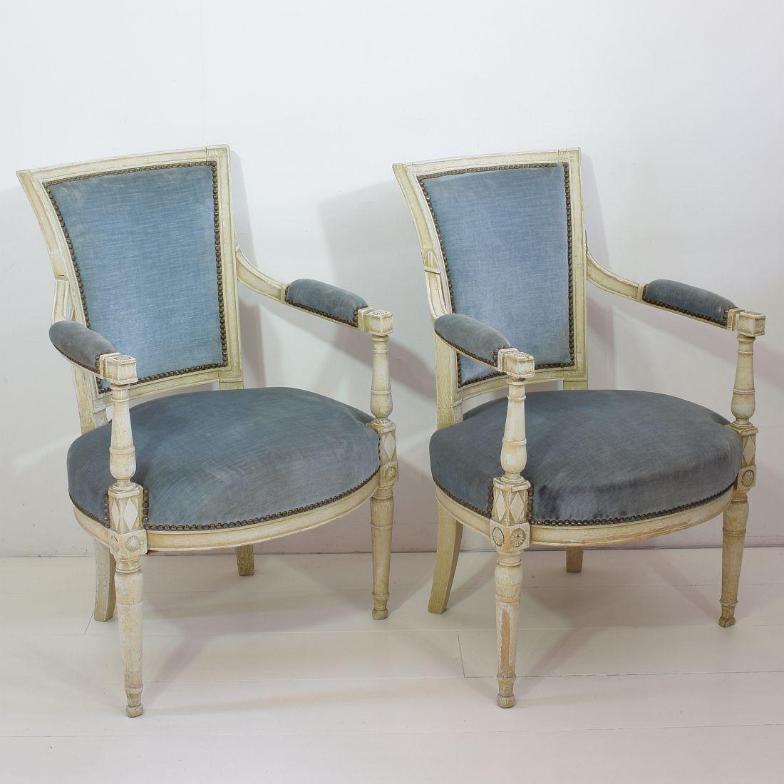 Hand-Crafted 18th Century French Pair of Directoire Chairs