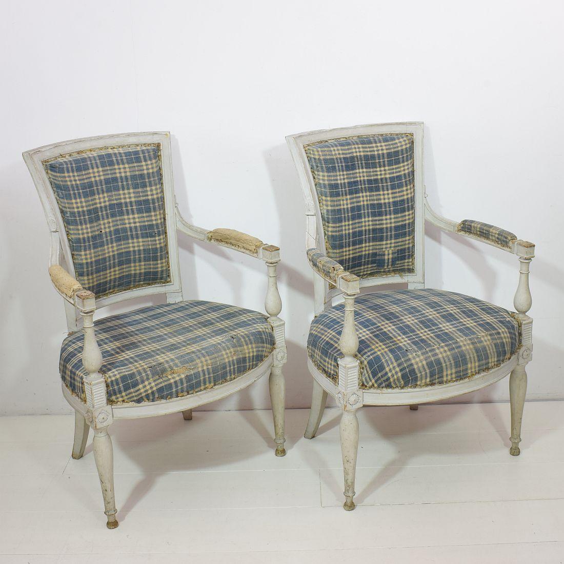 Hand-Crafted 18th Century French Pair of Directoire Chairs