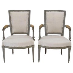 Antique 18th Century French Pair of Directoire Chairs