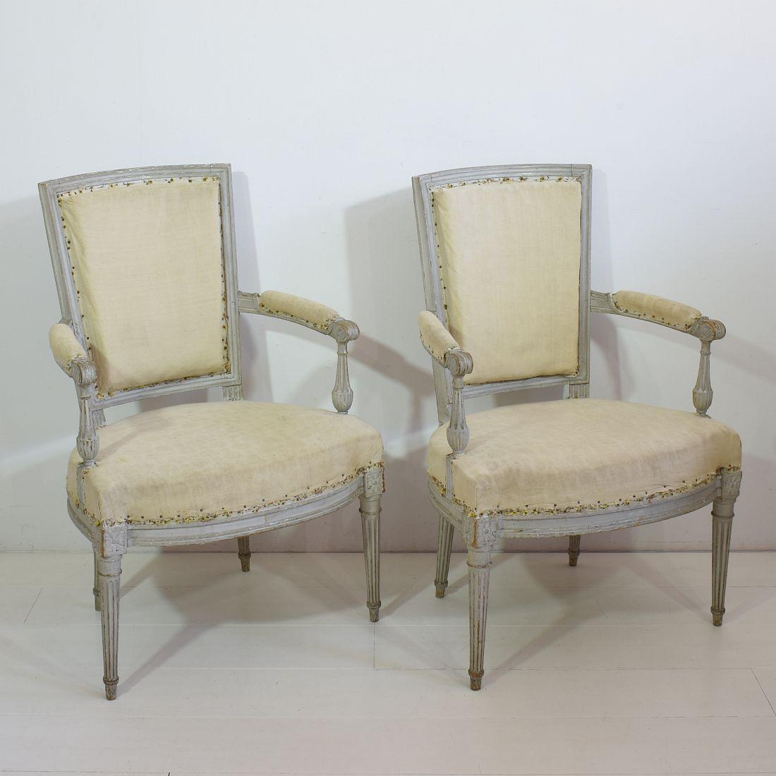 Hand-Crafted 18th Century French Pair of Louis XVI Chairs