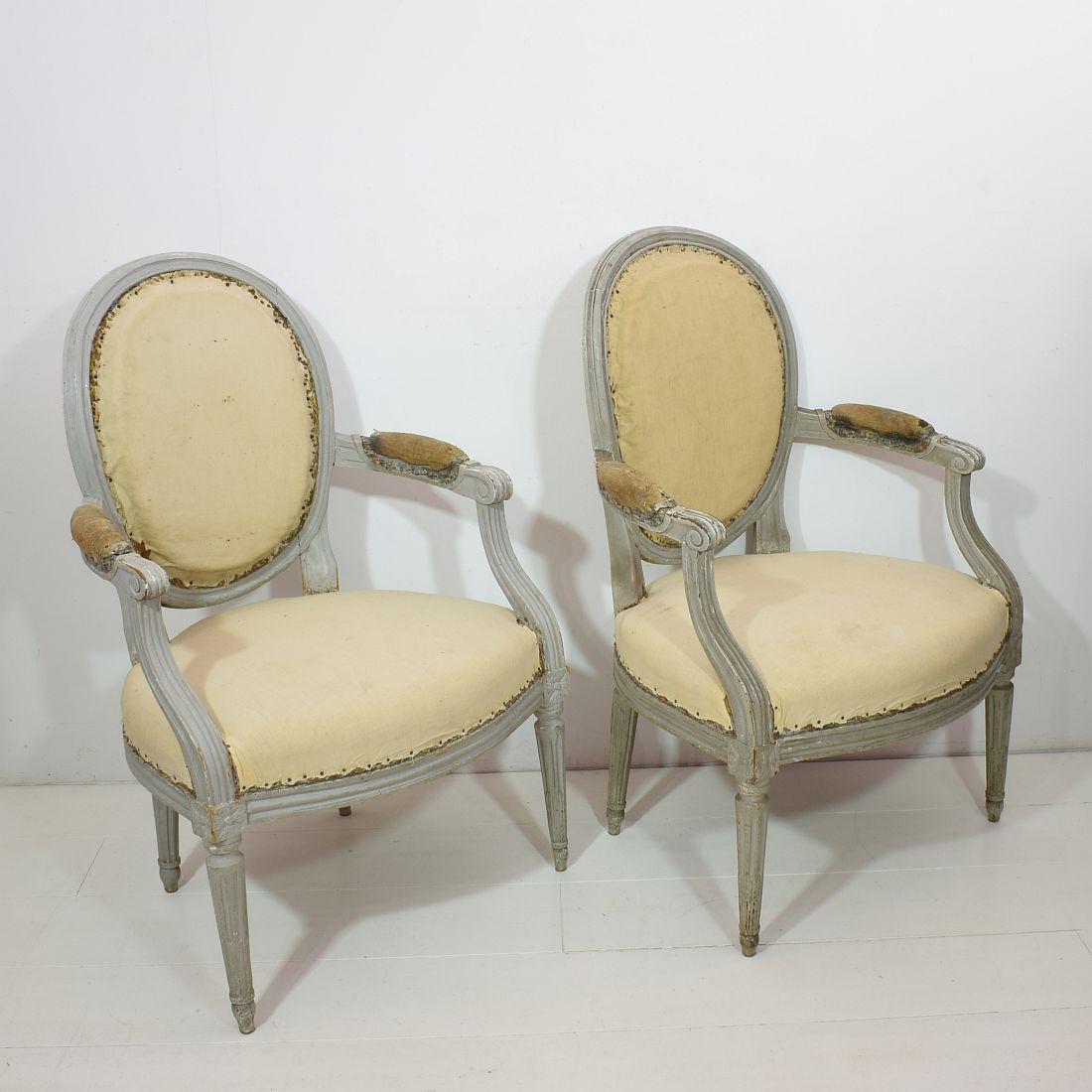 Hand-Crafted 18th Century French Pair of Louis XVI Chairs