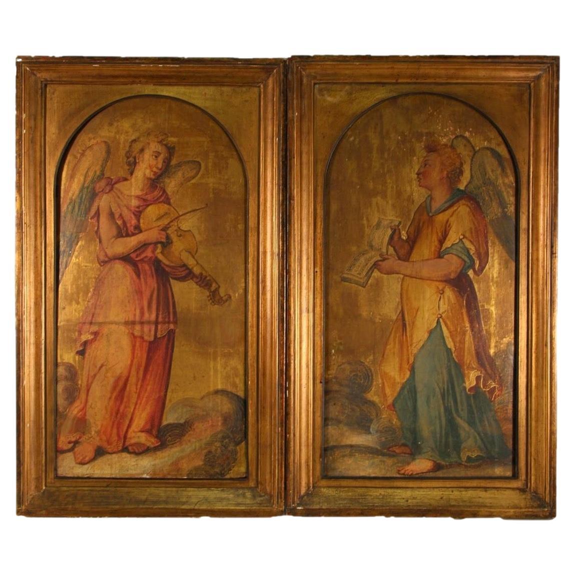 18th Century French Pair of Oils on Gold Leaf Panels For Sale