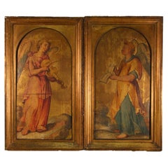 18th Century French Pair of Oils on Gold Leaf Panels