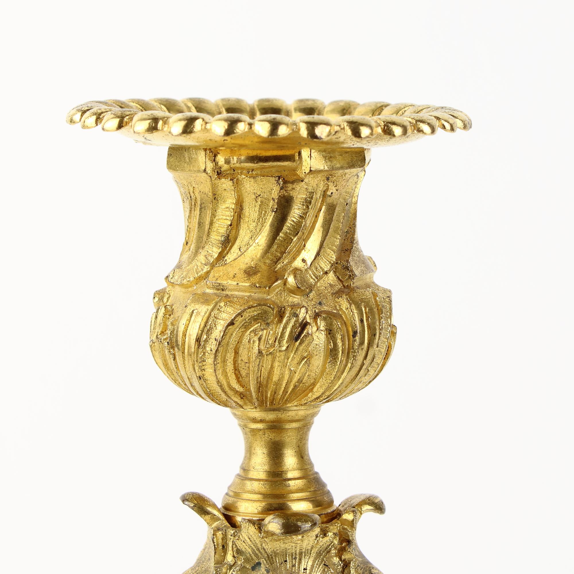 Mid 19th Century French Henri Picard Pair of Louis XV Gilt Bronze Candlesticks For Sale 5
