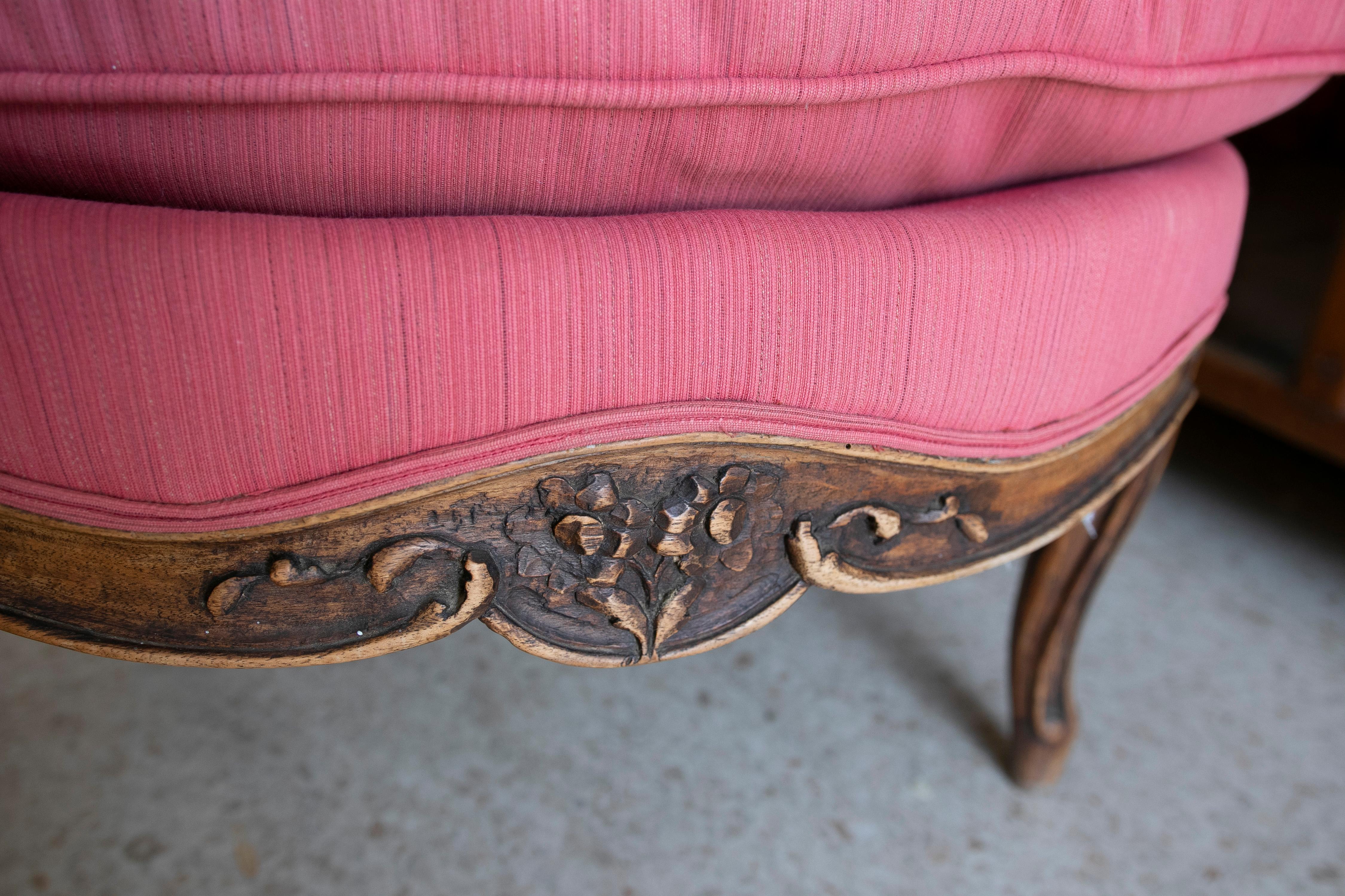 18th Century French Pair of Wooden Upholstered Armchairs For Sale 8