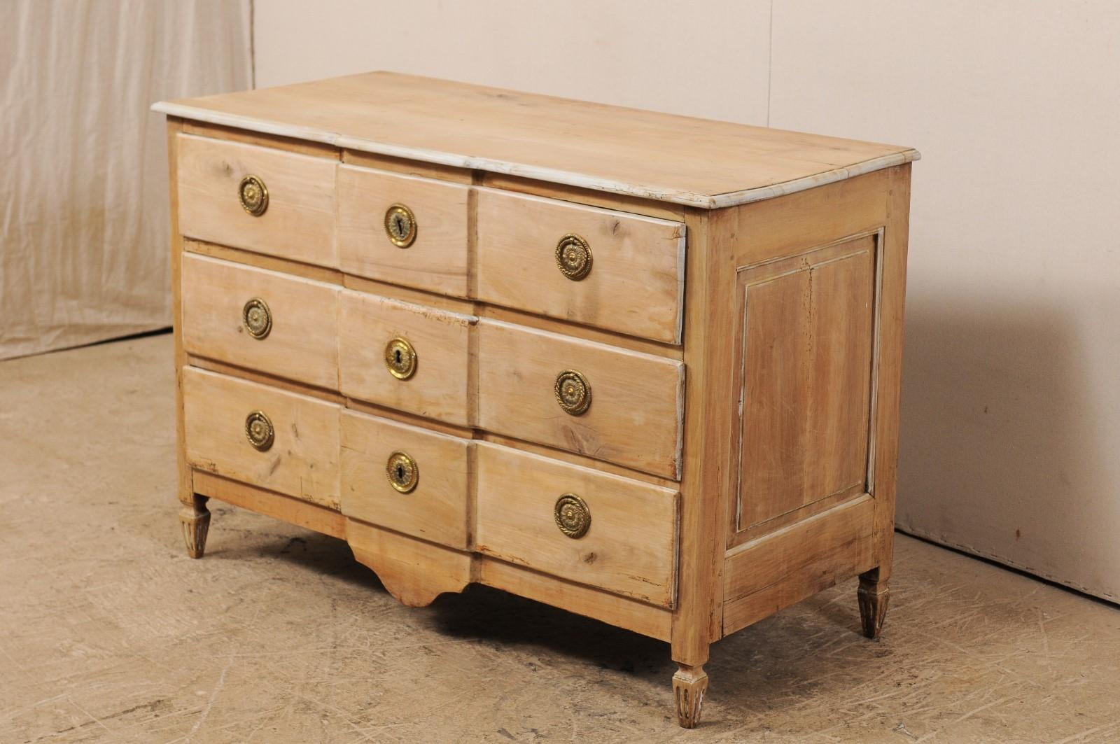 18th Century French Pale Wood Three-Drawer Chest with Painted Trim In Good Condition In Atlanta, GA