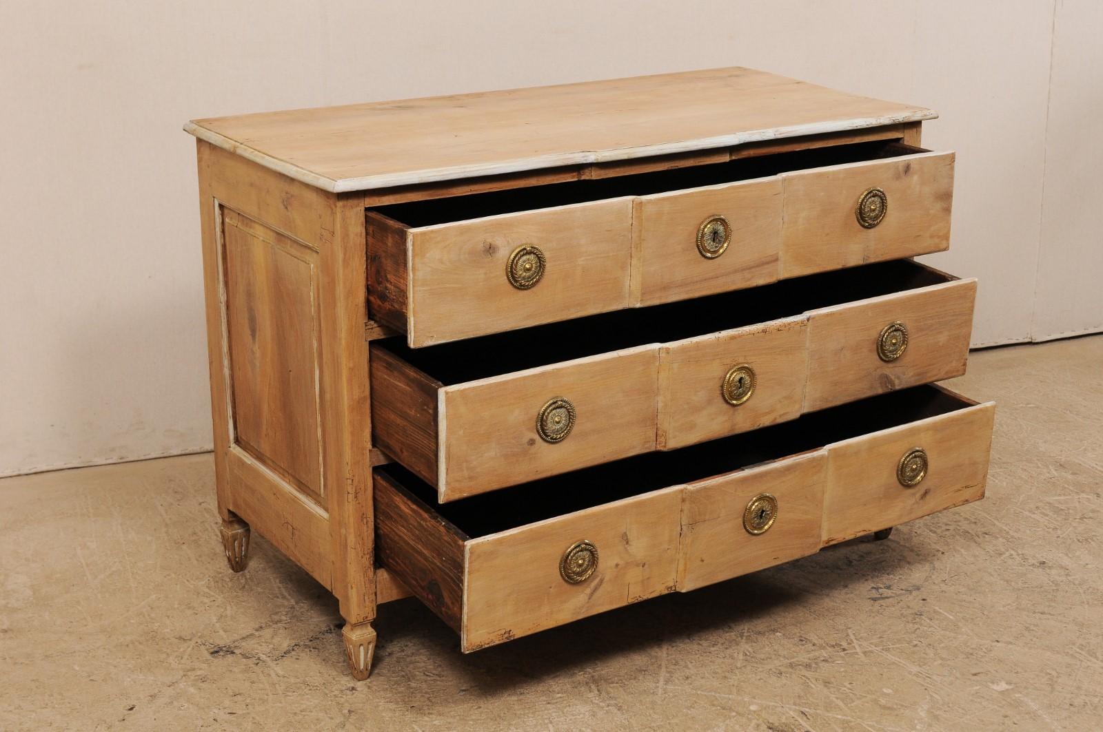 18th Century French Pale Wood Three-Drawer Chest with Painted Trim 3