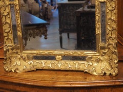 18th Century French Parecloses Giltwood Mirror, The Pelican in Her Piety