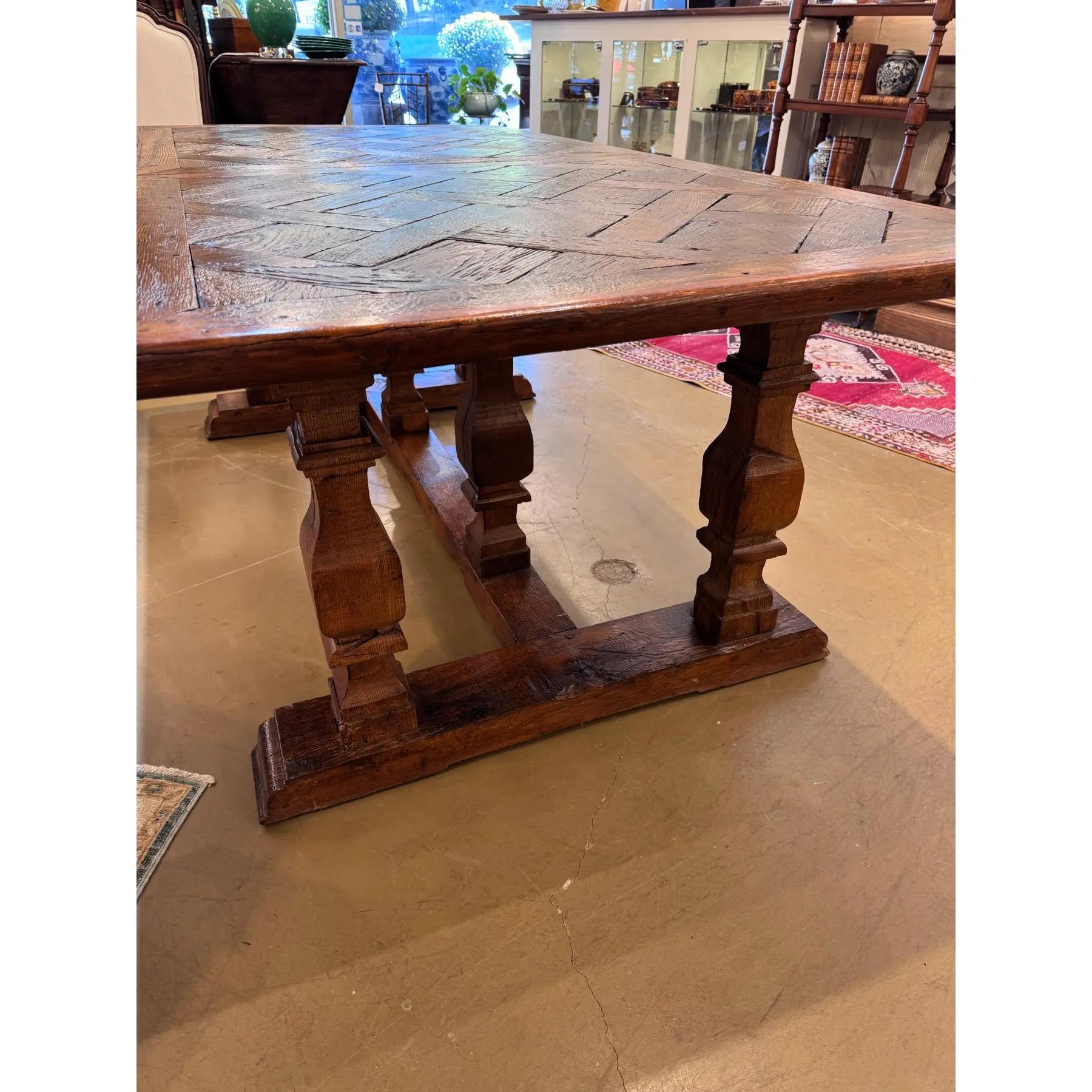 Französischer Tisch mit Parkettplatte und Untergestell aus dem 18. im Angebot 6