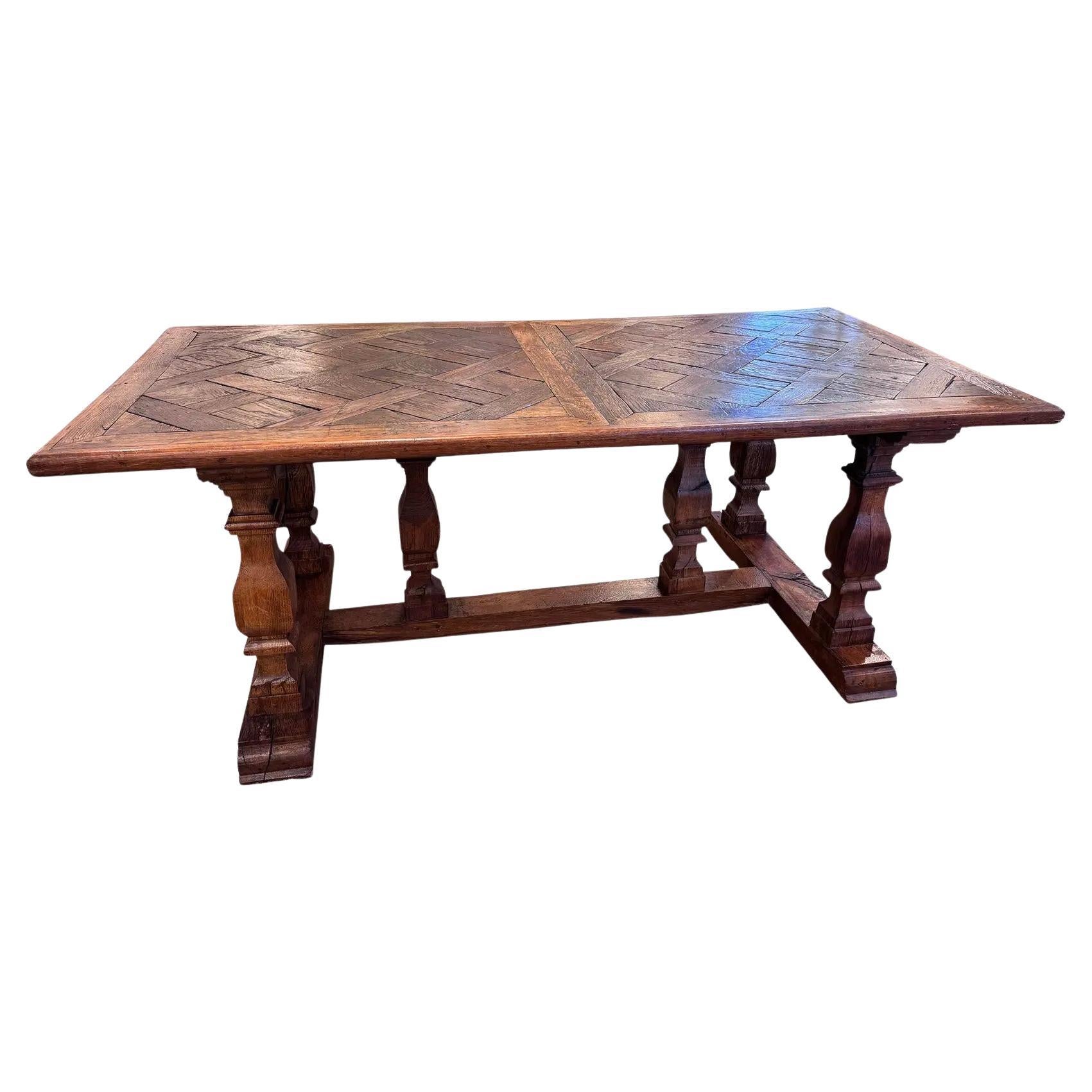 Französischer Tisch mit Parkettplatte und Untergestell aus dem 18. im Angebot