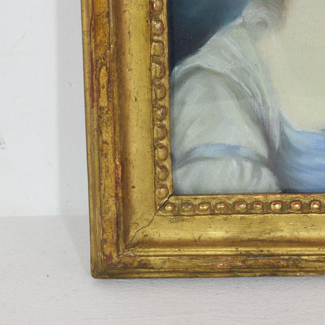Papier Portrait d'une jeune femme au pastel du 18ème siècle