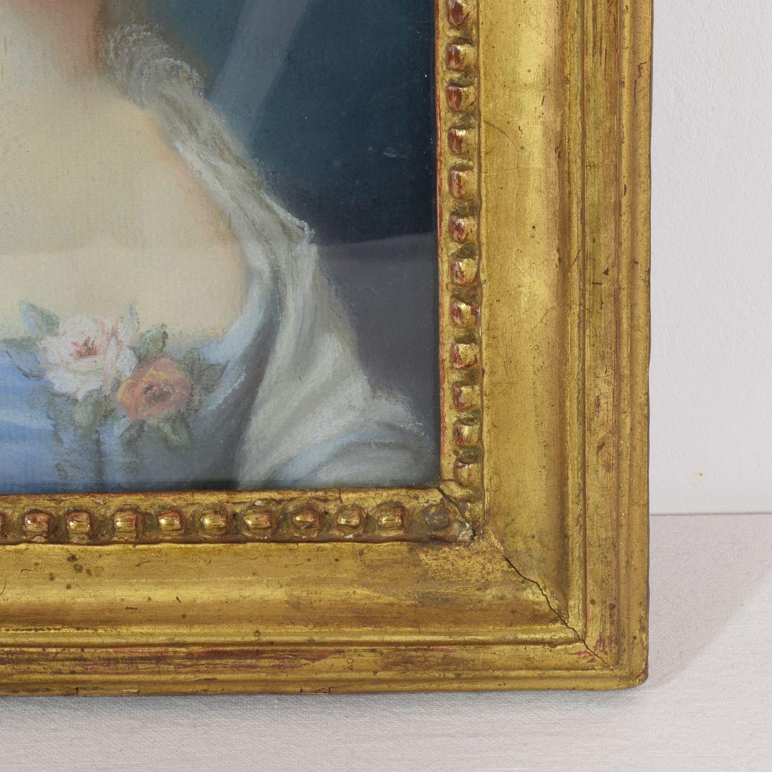 Portrait d'une jeune femme au pastel du 18ème siècle 2