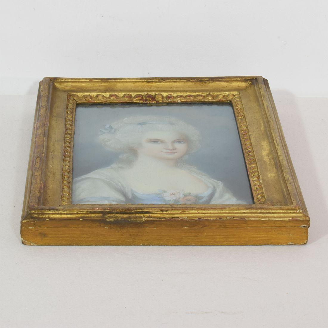 Portrait d'une jeune femme au pastel du 18ème siècle 3