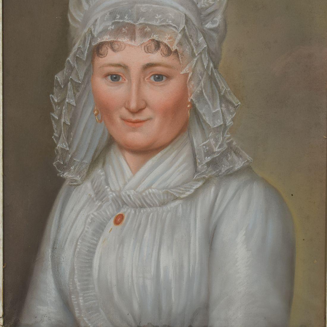 Francese Ritratto di giovane donna a pastello francese del XVIII secolo in vendita