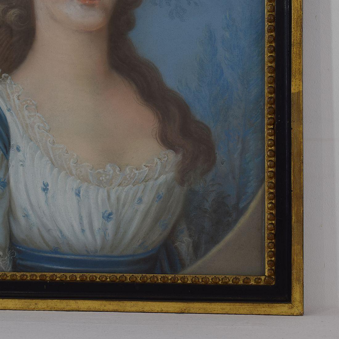 18th Century and Earlier 18th Century French Pastel Portrait of a Young Woman