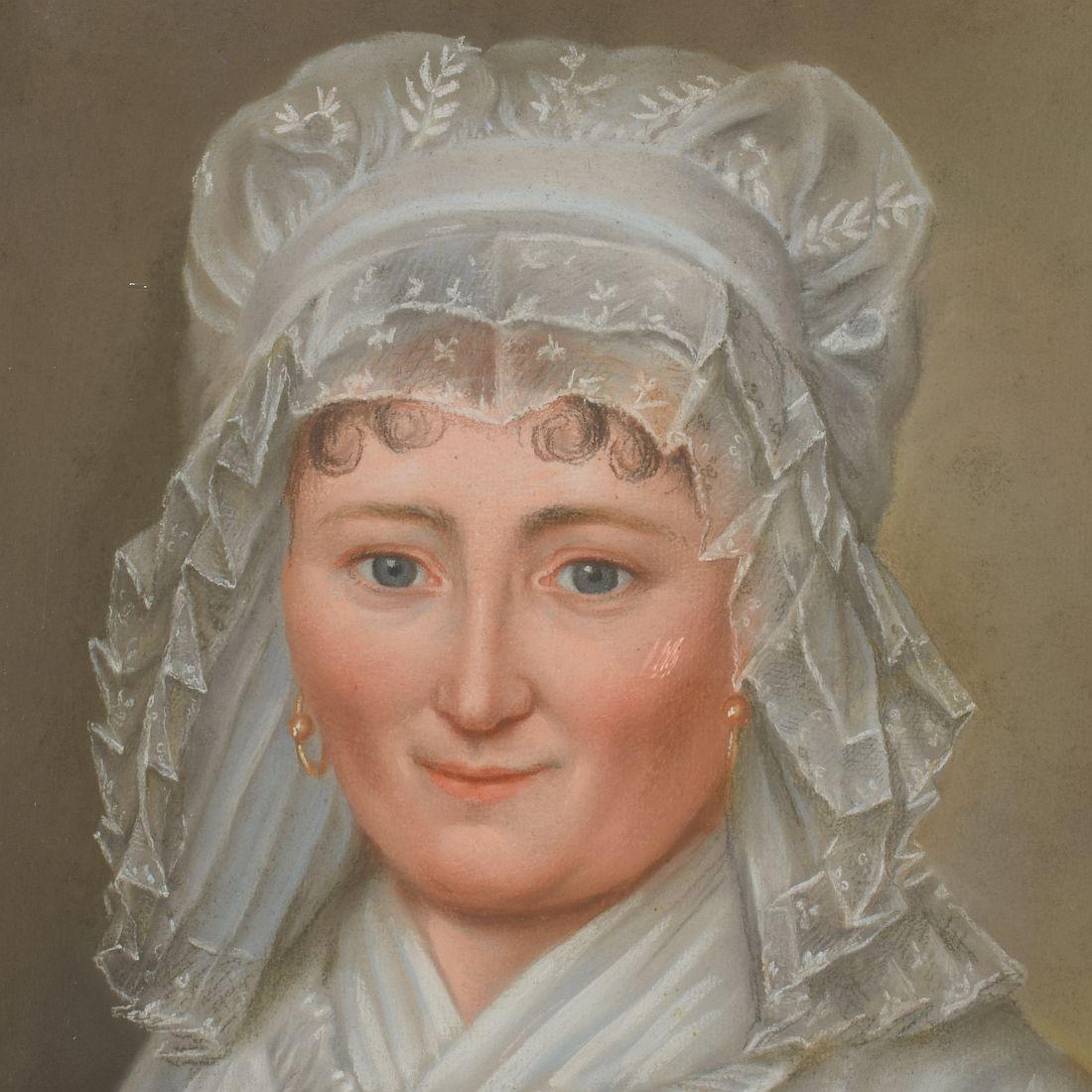 Portrait d'une jeune femme au pastel français du 18e siècle en vente 2