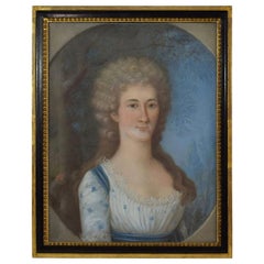 18th Century French Pastel Portrait of a Young Woman