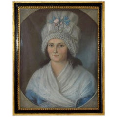 18th Century French Pastel Portrait of a Young Woman