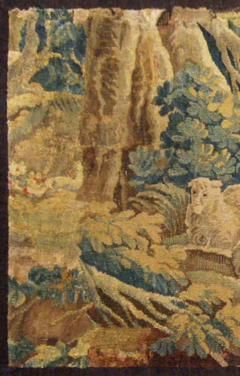 18th Century French Pastoral Landscape Tapestry, with Shepherds and Their Sheep In Good Condition For Sale In New York, NY