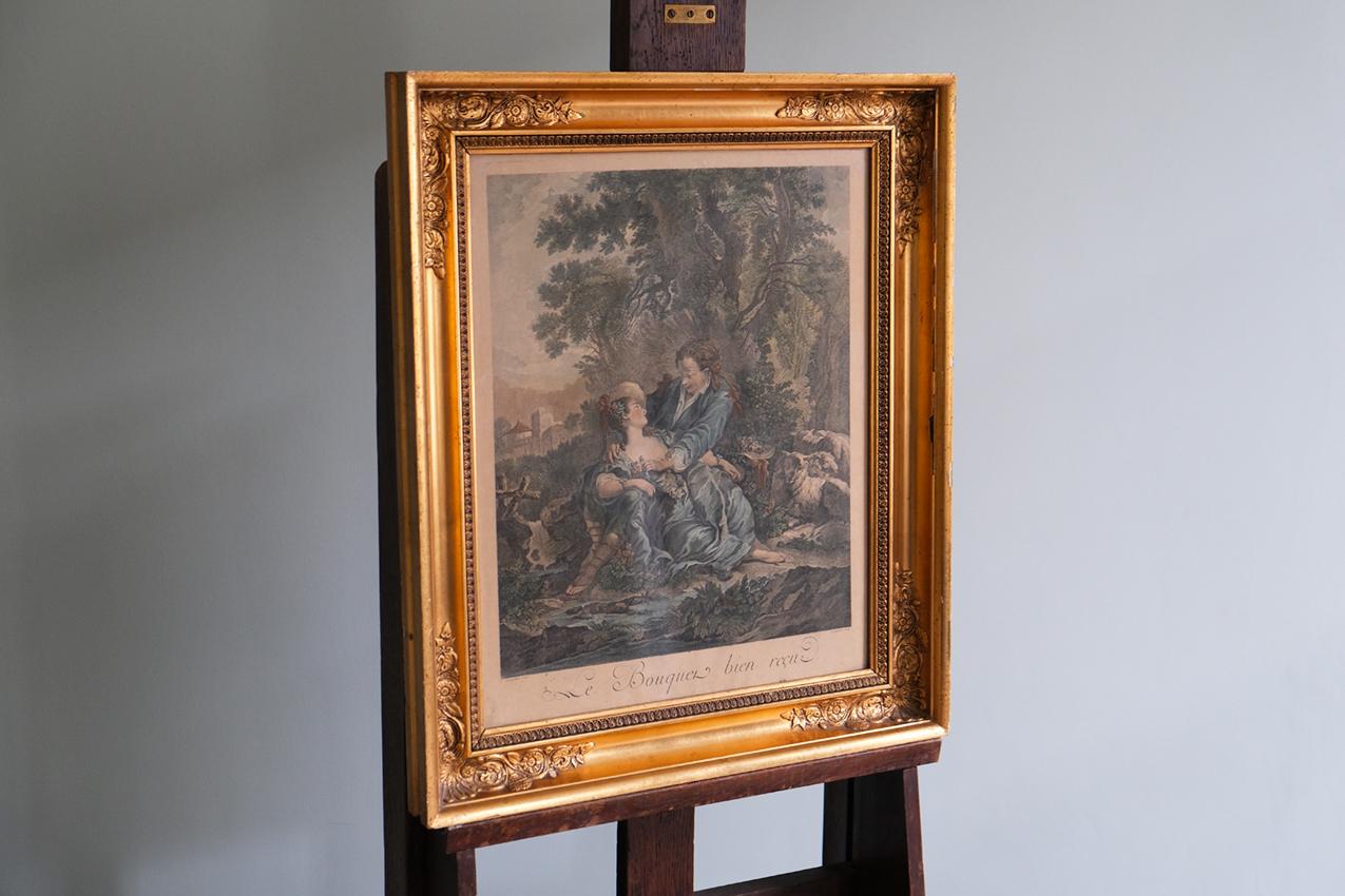 Rococo Scène pastorale française du 18ème siècle, d'après Franois Boucher en vente