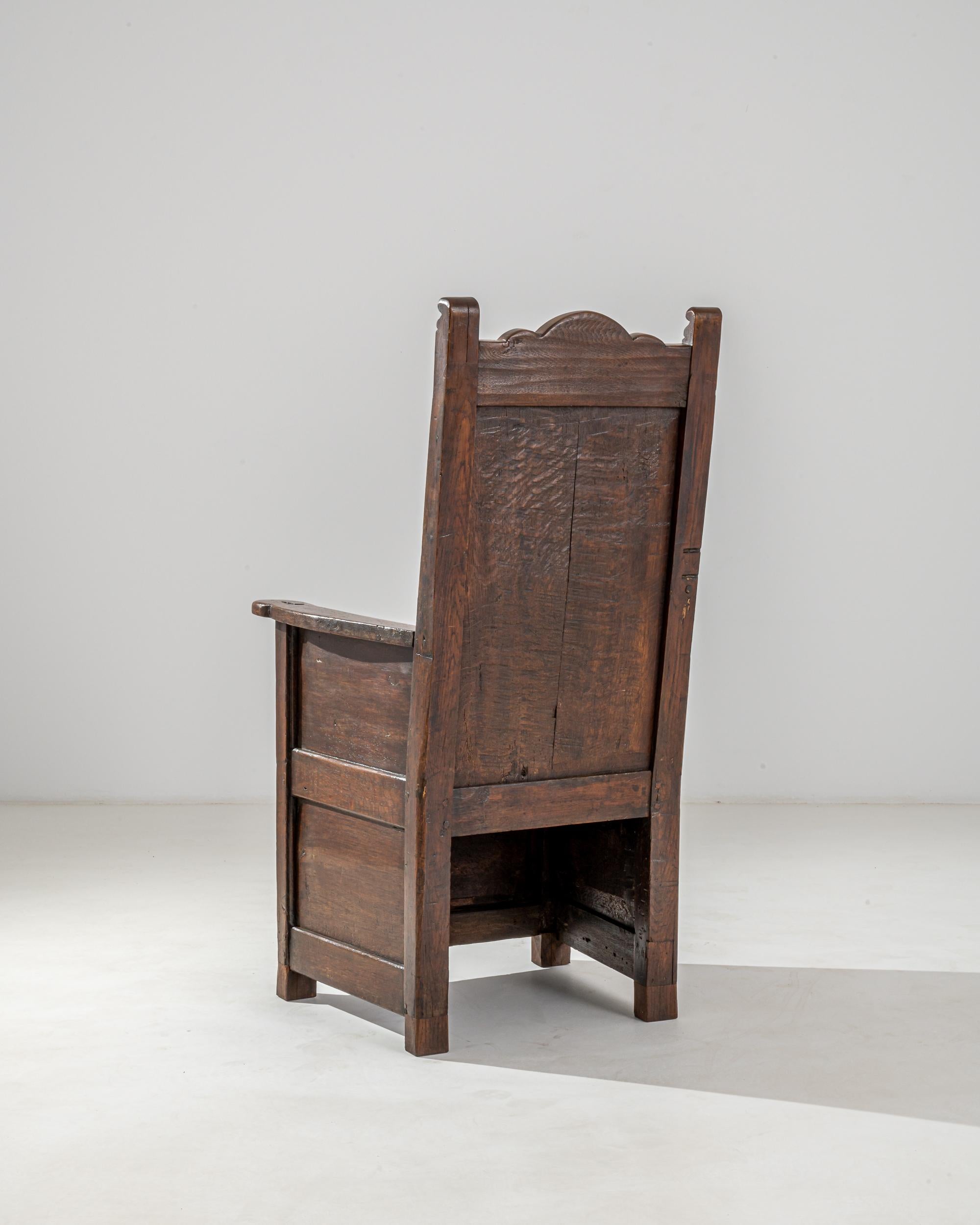 Oak 18th Century French Patinated Wooden Armchair For Sale