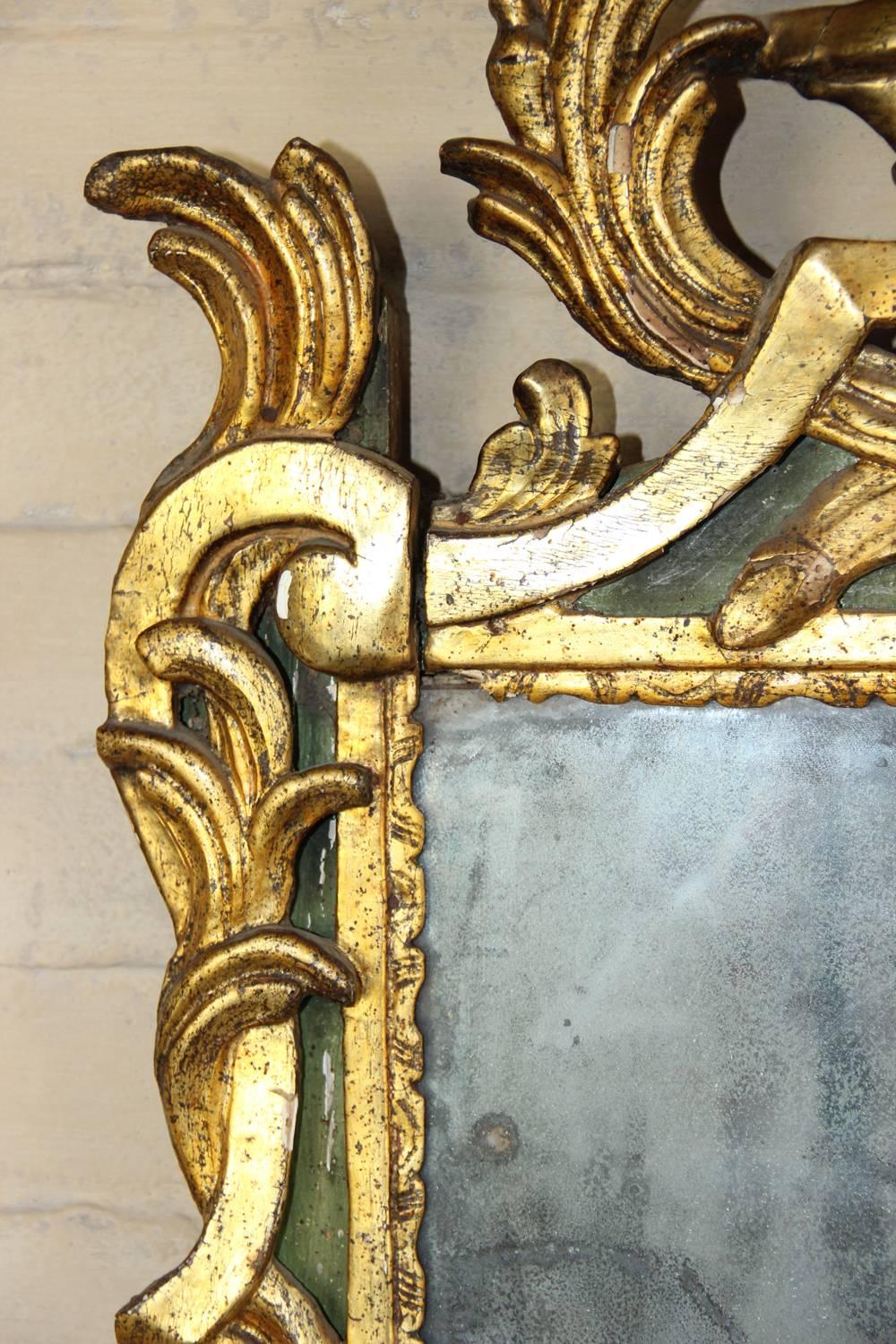 18th Century French Period Louis XVI Giltwood Mirror with Original Mirror Plate In Good Condition In Wichita, KS