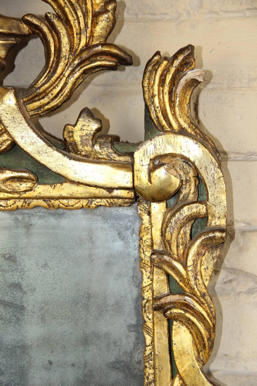 18th Century and Earlier 18th Century French Period Louis XVI Giltwood Mirror with Original Mirror Plate