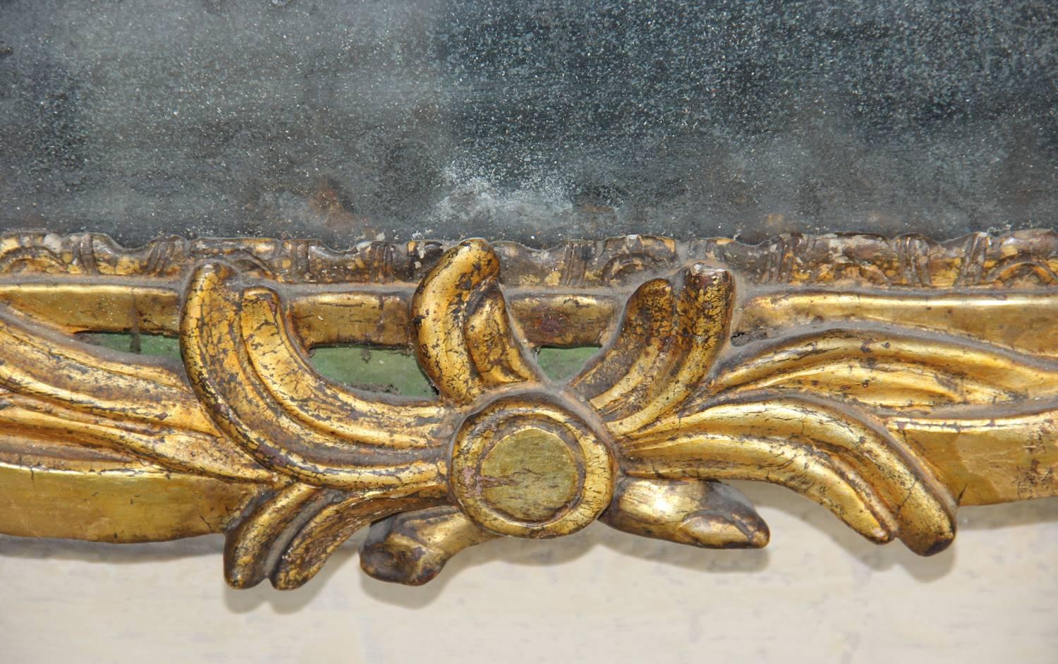 18th Century French Period Louis XVI Giltwood Mirror with Original Mirror Plate 1