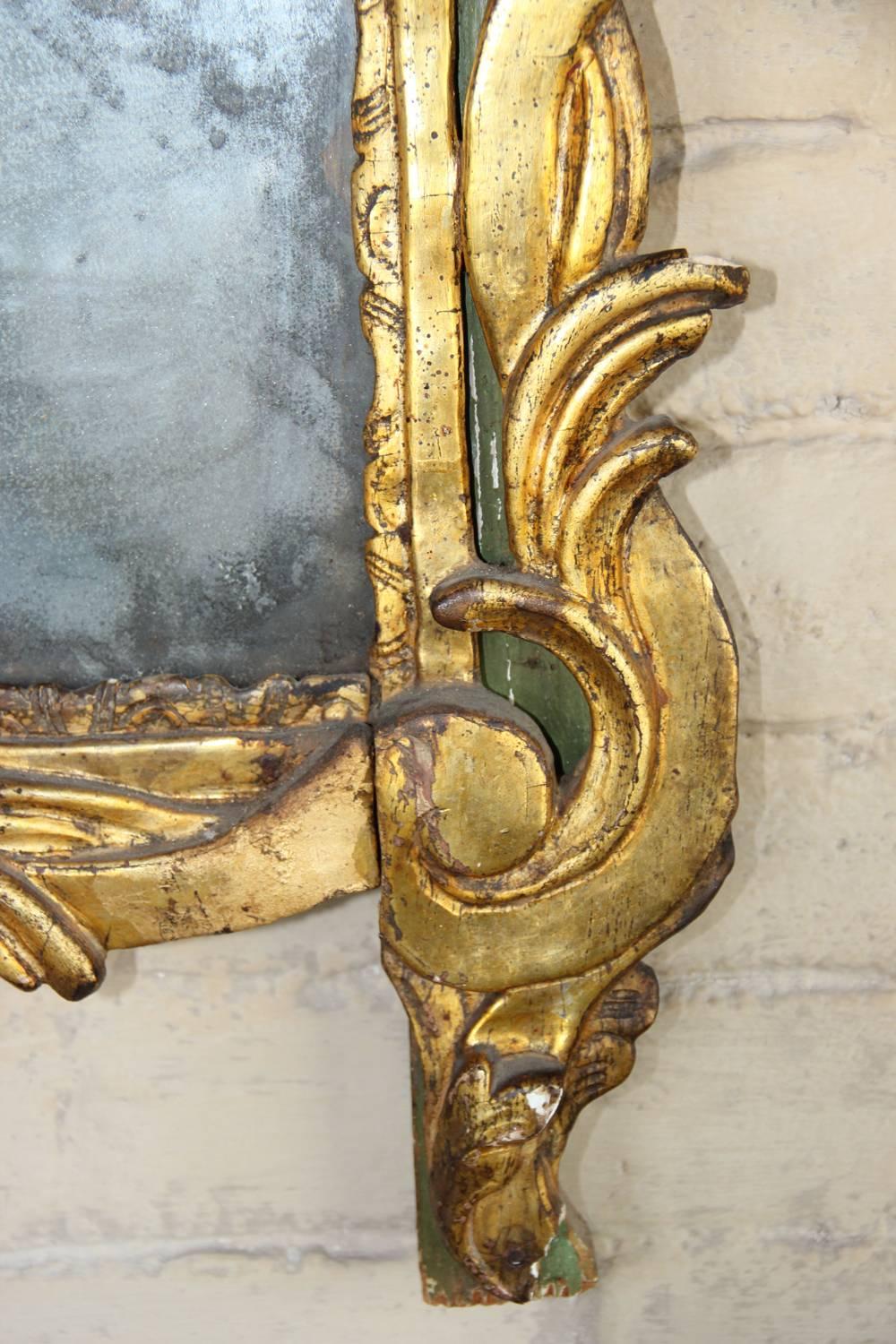 18th Century French Period Louis XVI Giltwood Mirror with Original Mirror Plate 2