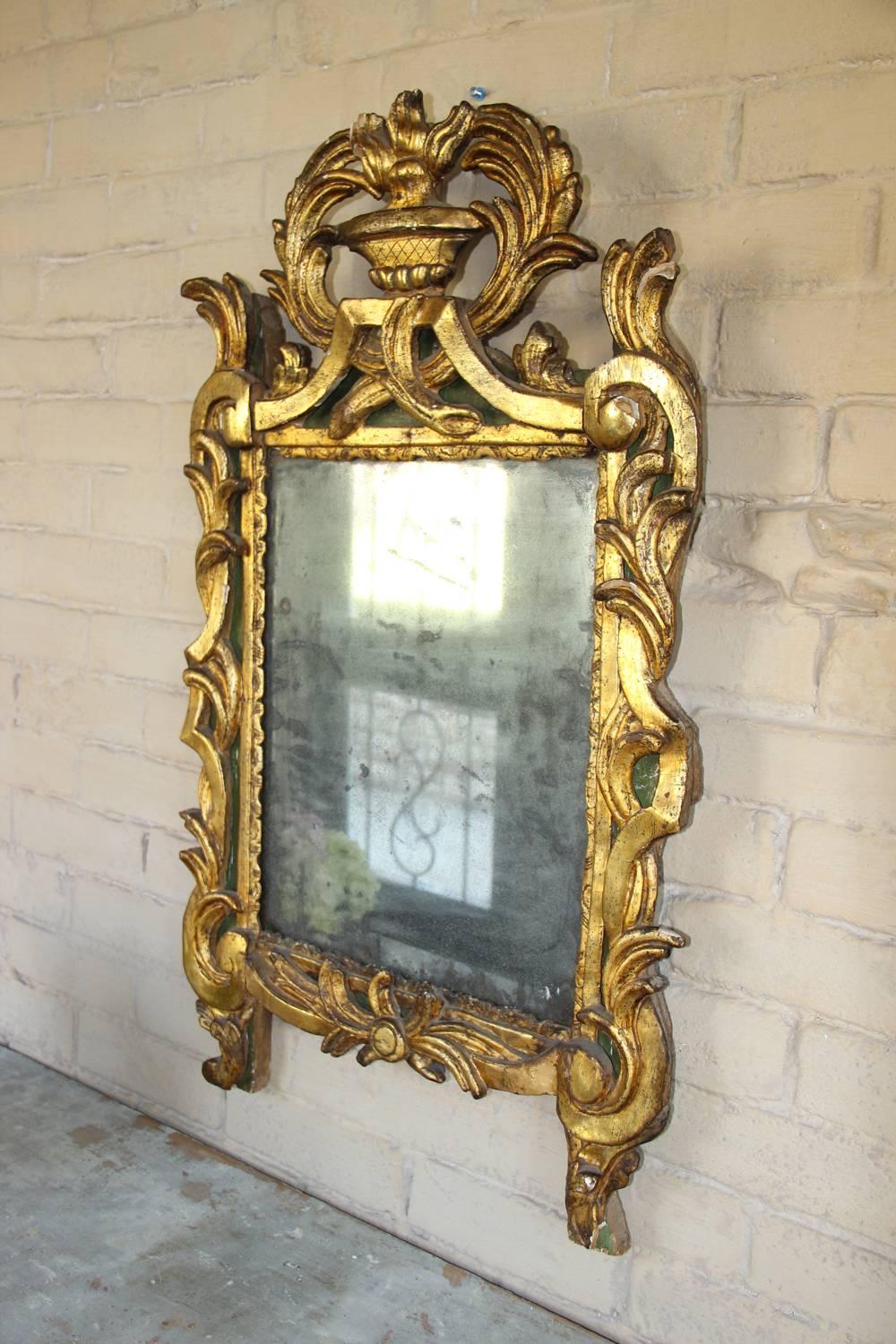 18th Century French Period Louis XVI Giltwood Mirror with Original Mirror Plate 4