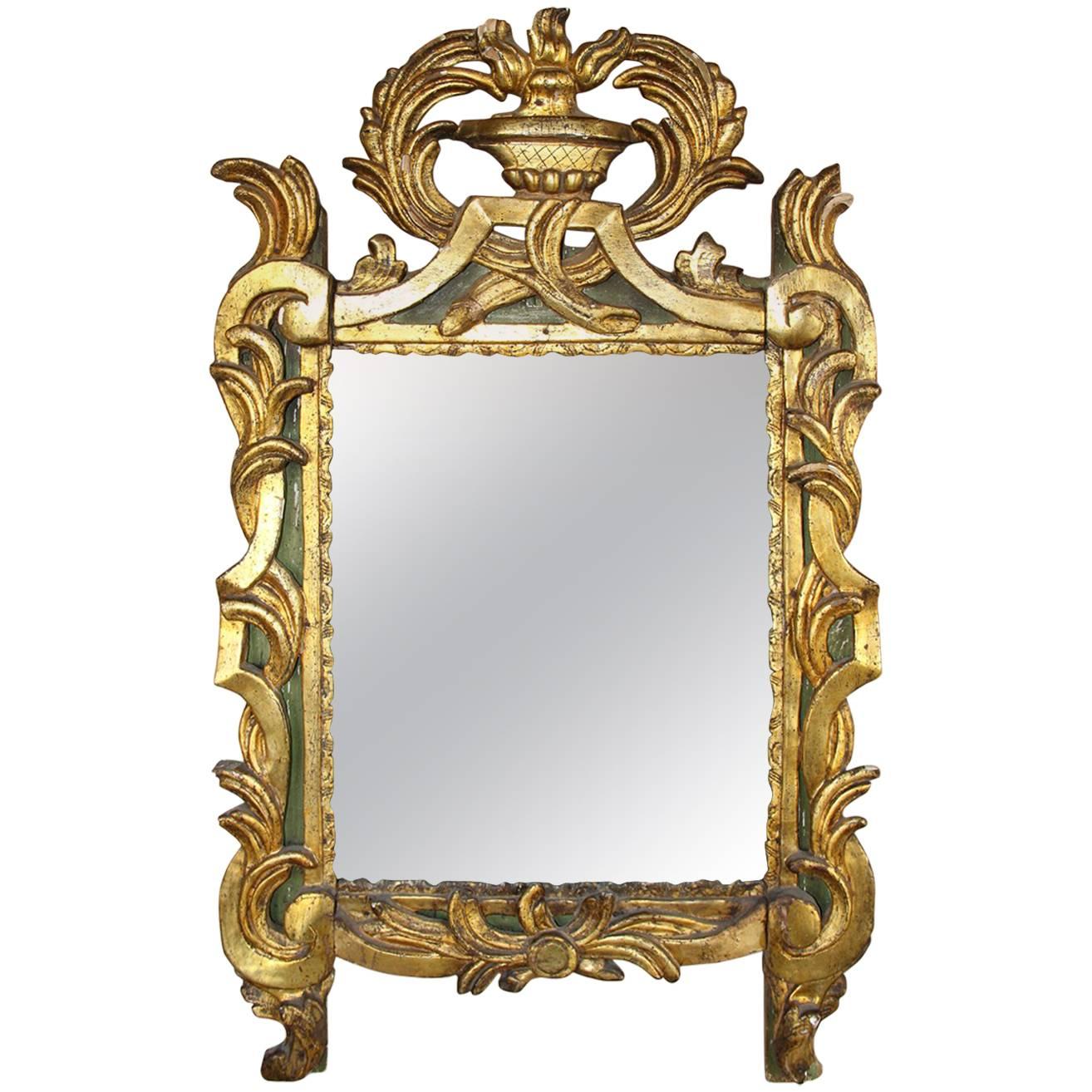 18th Century French Period Louis XVI Giltwood Mirror with Original Mirror Plate
