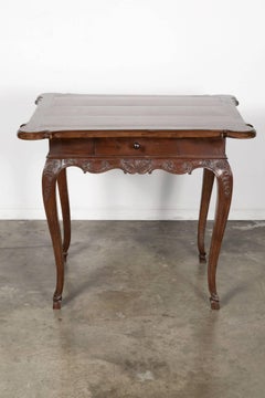 18th Century French Period Regence Hand-Carved Walnut Lyonnaise Side Table