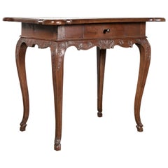 18th Century French Period Regence Hand-Carved Walnut Lyonnaise Side Table