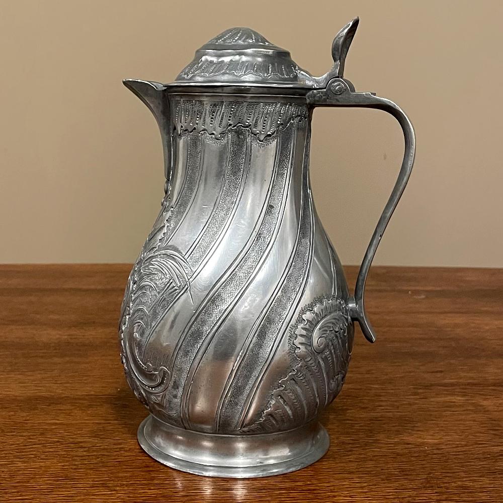 Rococo 18th Century French Pewter Pitcher For Sale