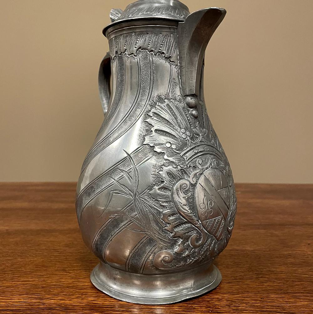 Late 18th Century 18th Century French Pewter Pitcher For Sale