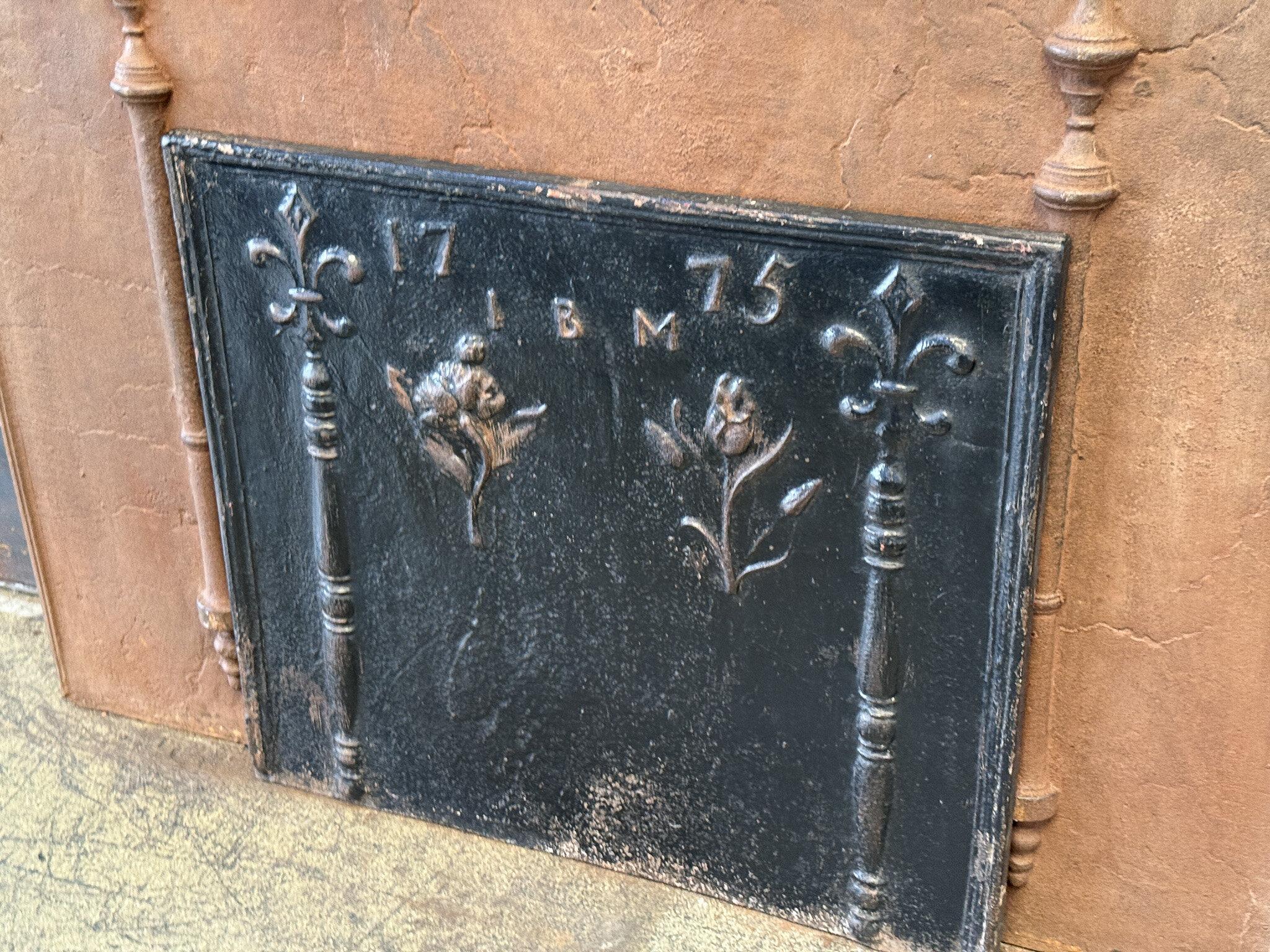 Iron 18th Century French 'Pillars with Decoration' Fireback / Backsplash For Sale