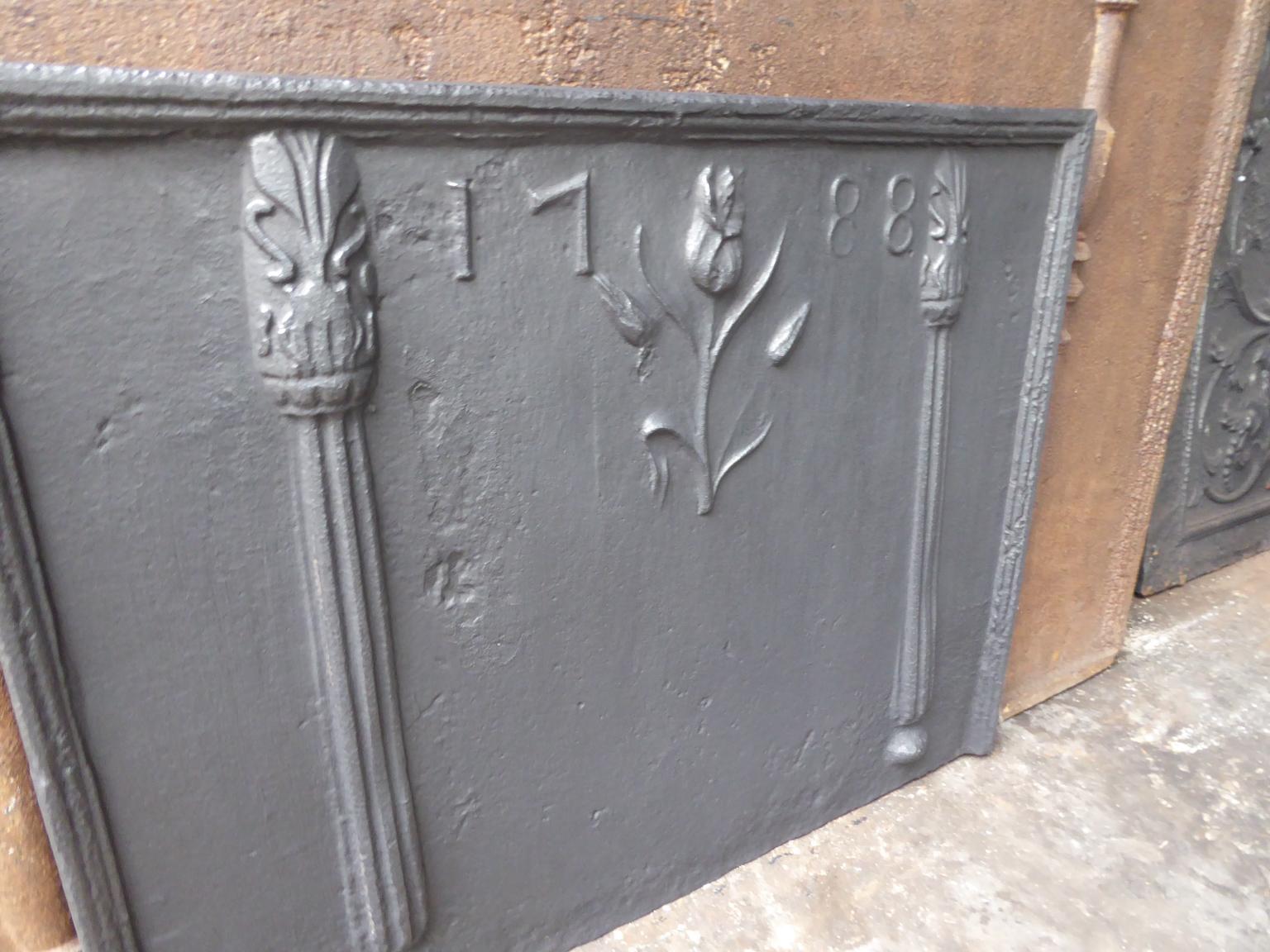 18th Century and Earlier 18th Century French 'Pillars with Decoration' Fireback / Backsplash For Sale