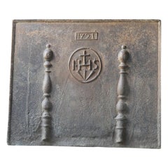 18th Century French 
Pillars with IHS Monogram
 Fireback, Dated 1721