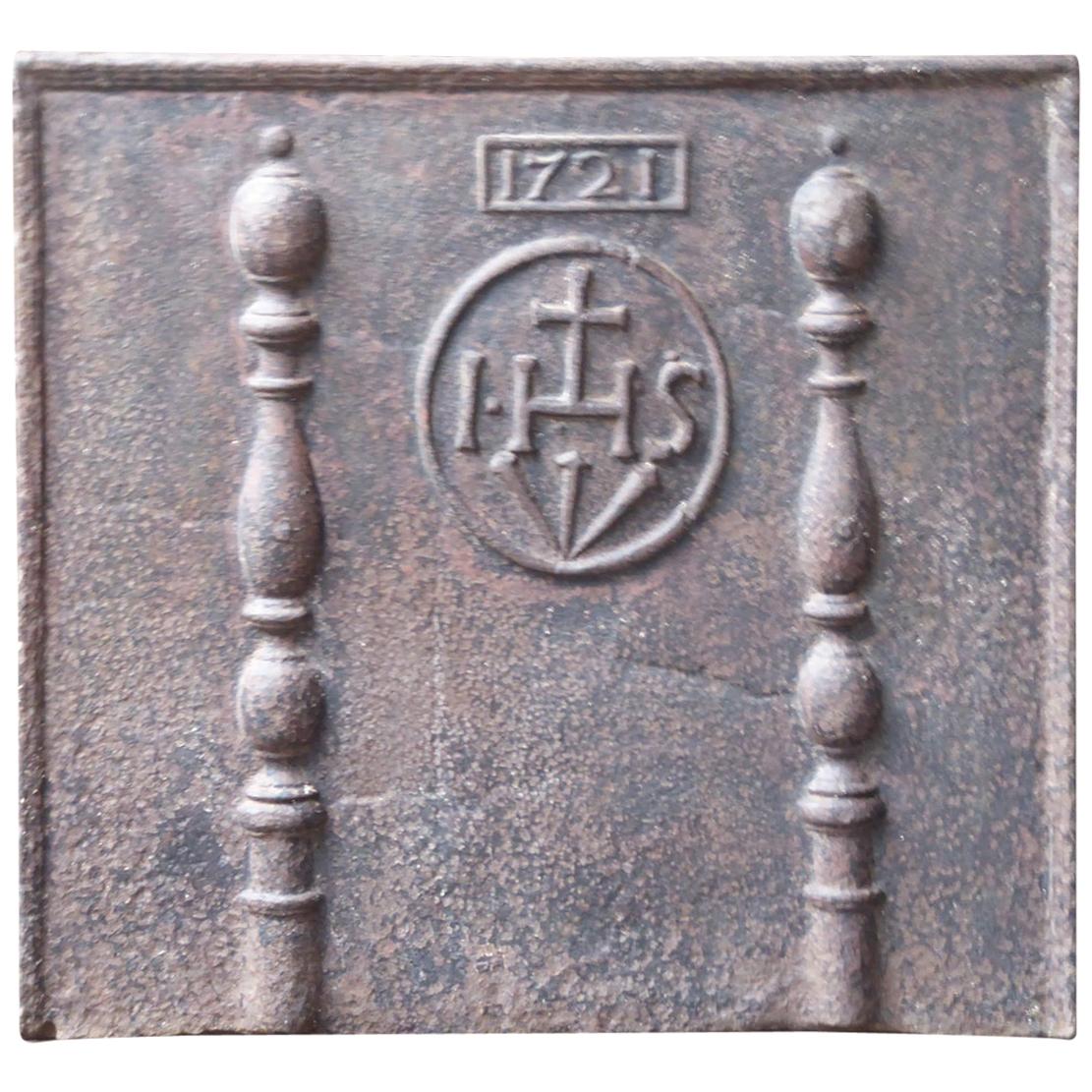 18th Century French 'Pillars with Medieval IHS Monogram' Fireback