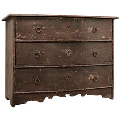 19th Century French Pine Commode/Chest of Drawers, Serpentine Shape