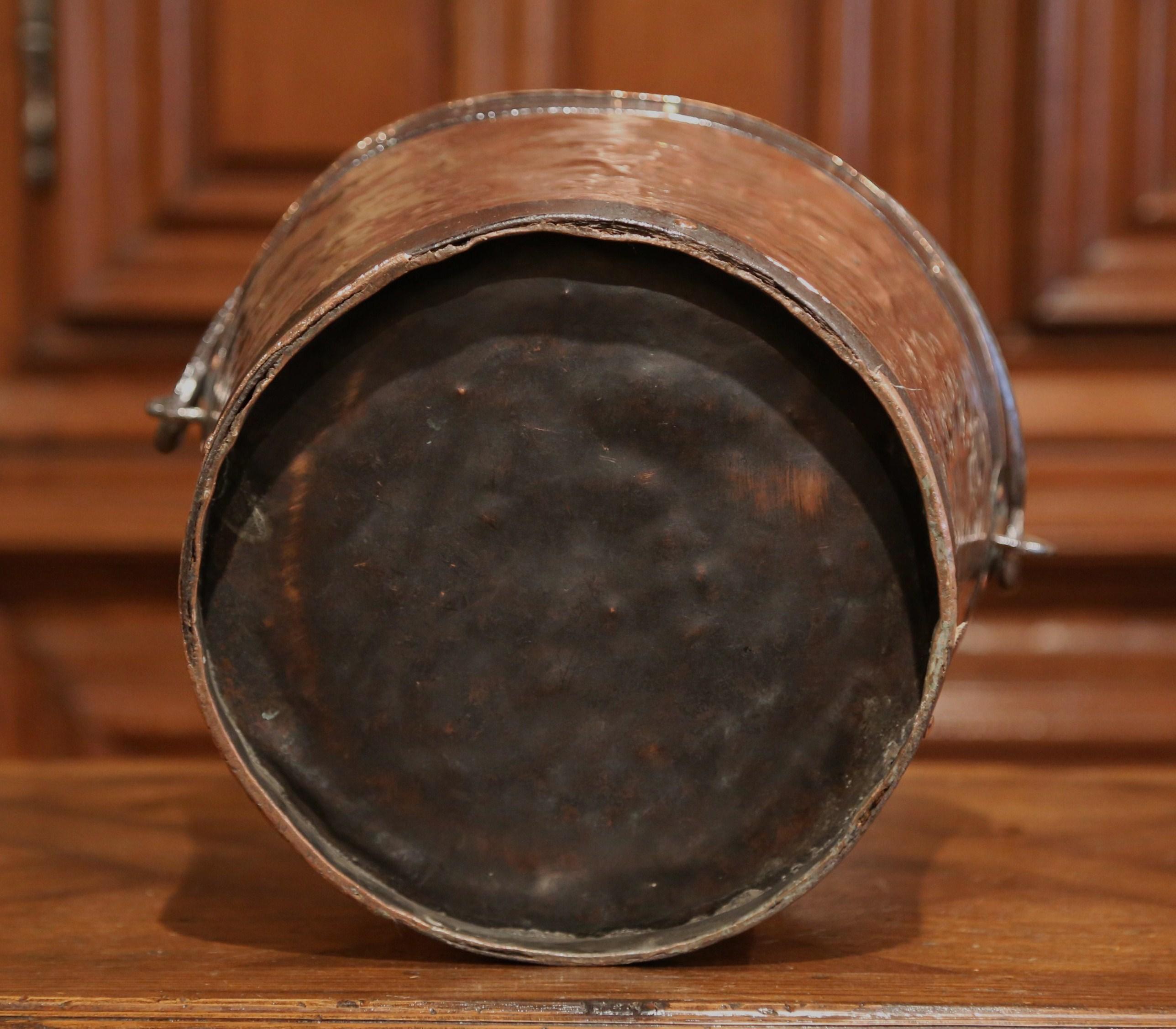 18th Century French Polished Copper and Iron Measure Bucket 4