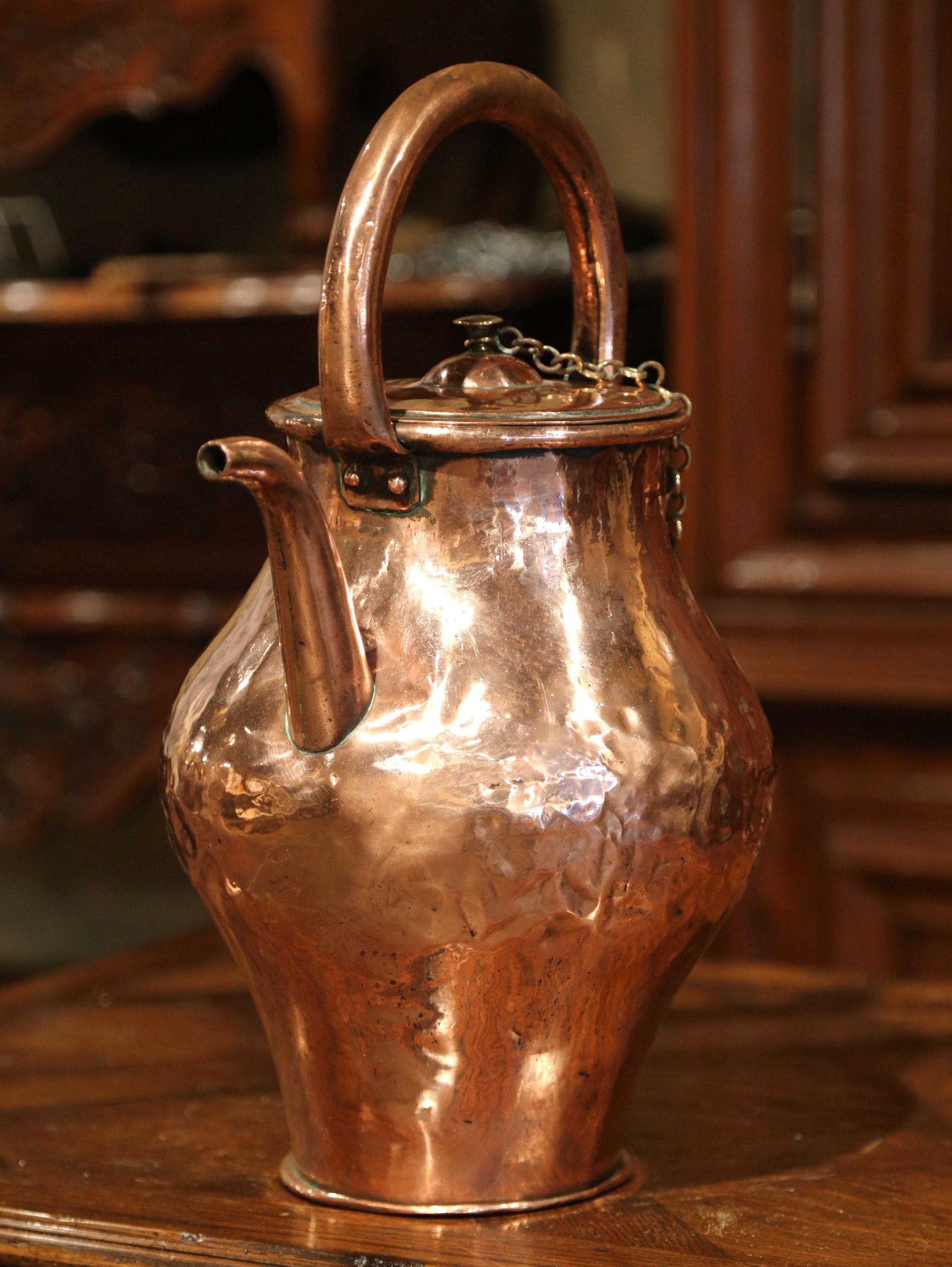 Country 18th Century French Polished Copper Hot Water Pitcher