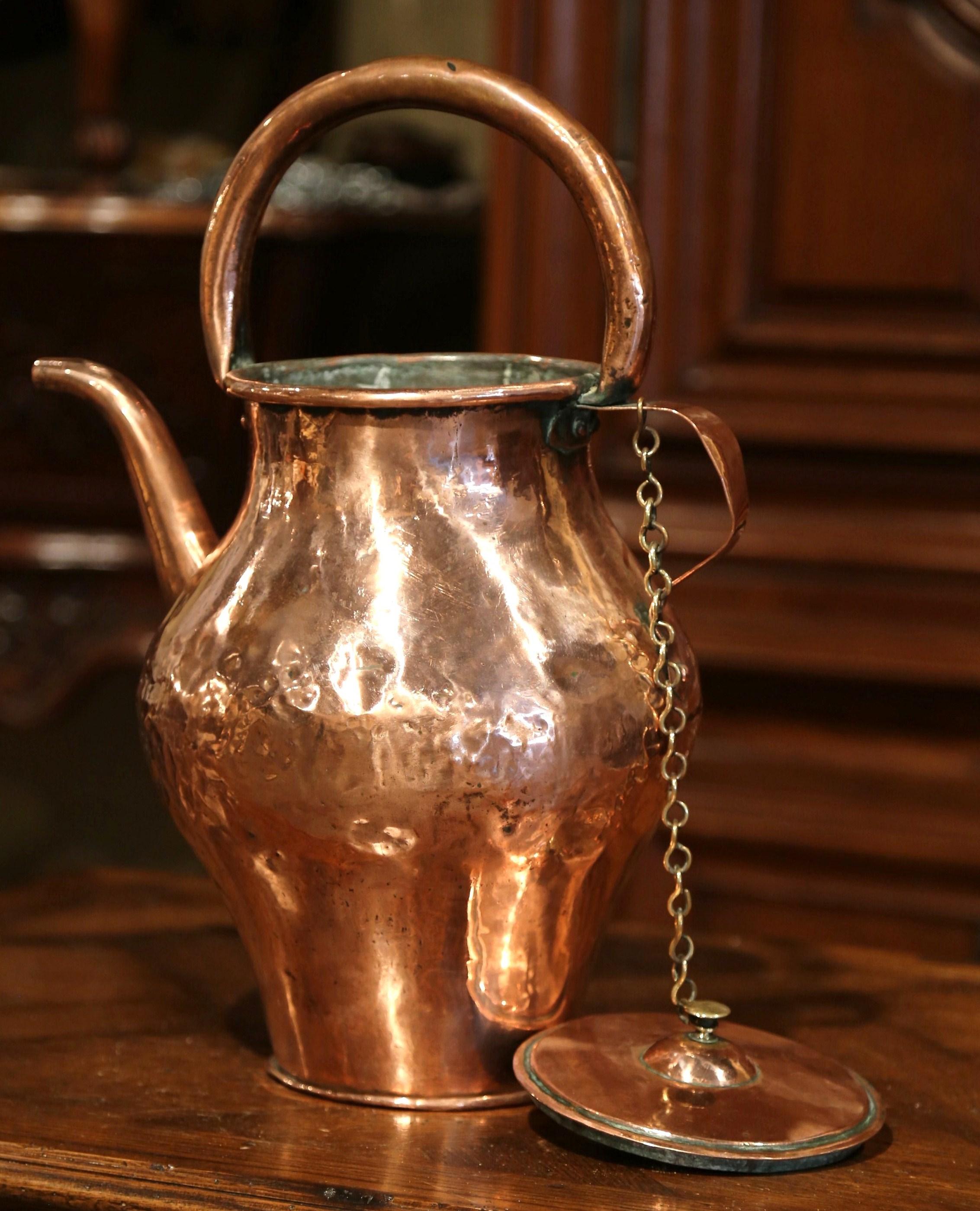 18th Century French Polished Copper Hot Water Pitcher 2