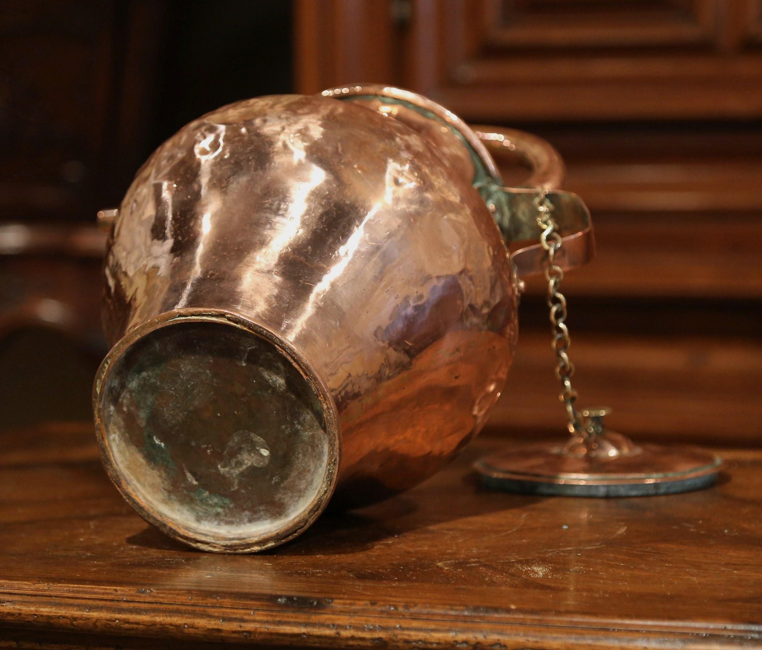 18th Century French Polished Copper Hot Water Pitcher 3