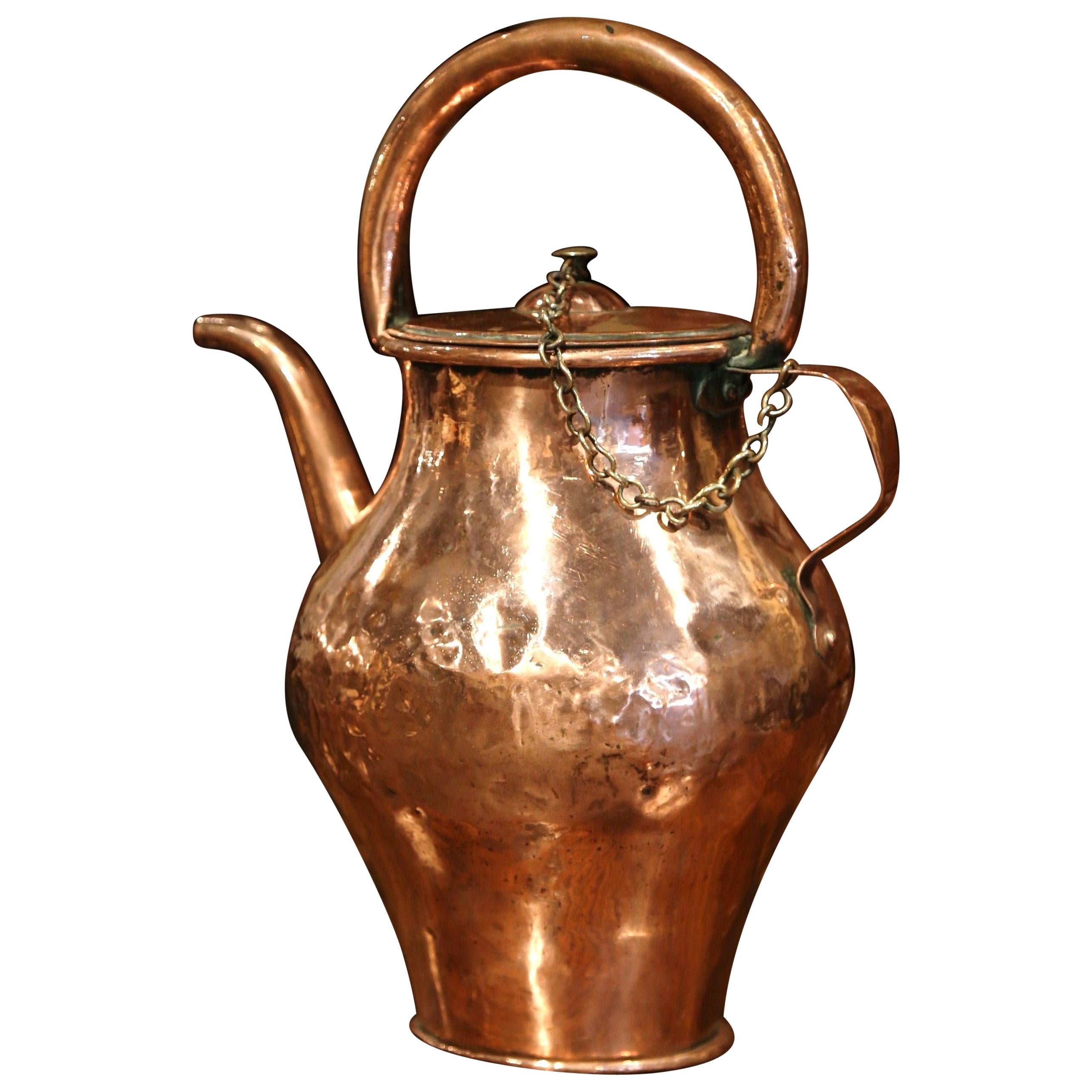 18th Century French Polished Copper Hot Water Pitcher