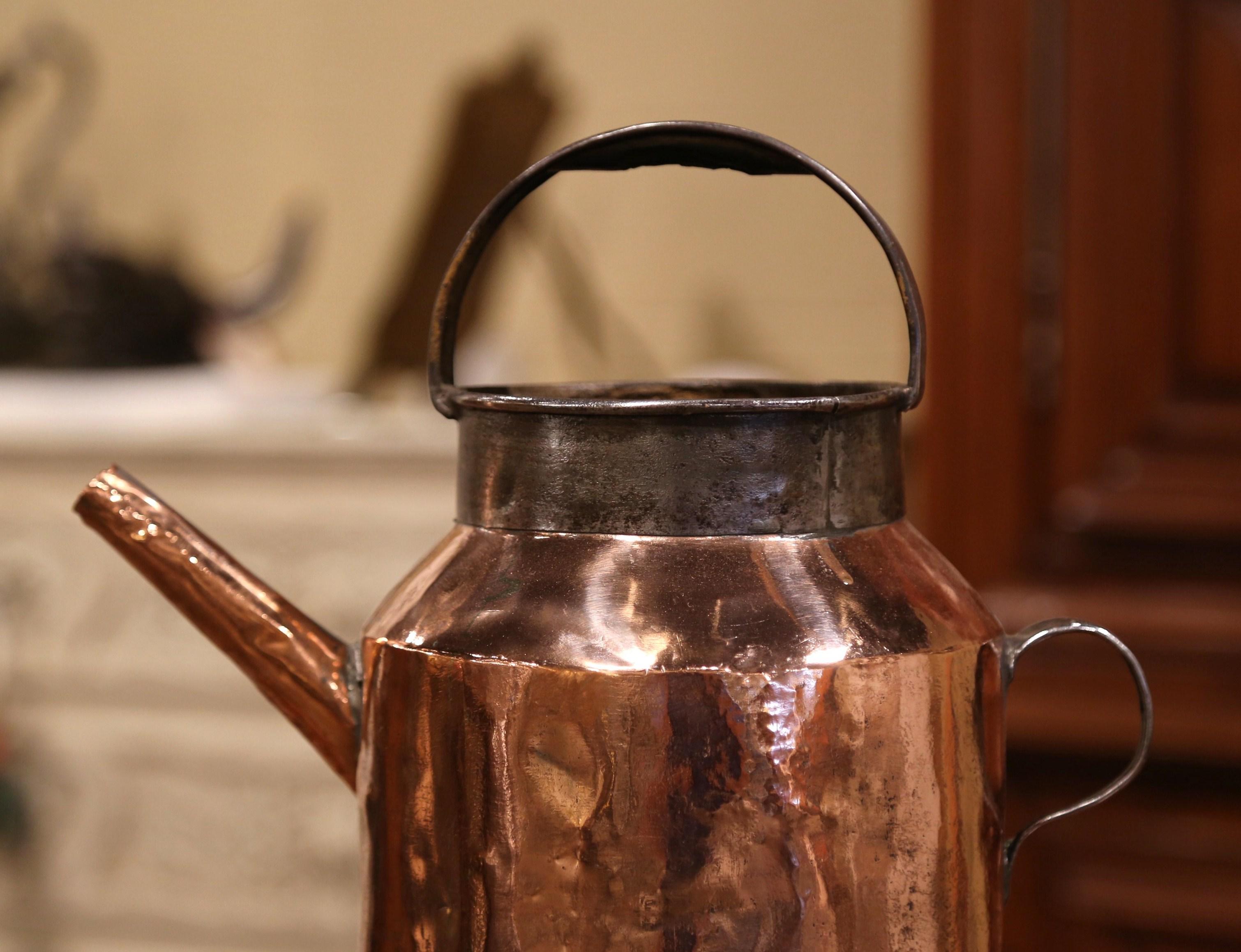 18th Century French Polished Copper and Iron Watering Can 1