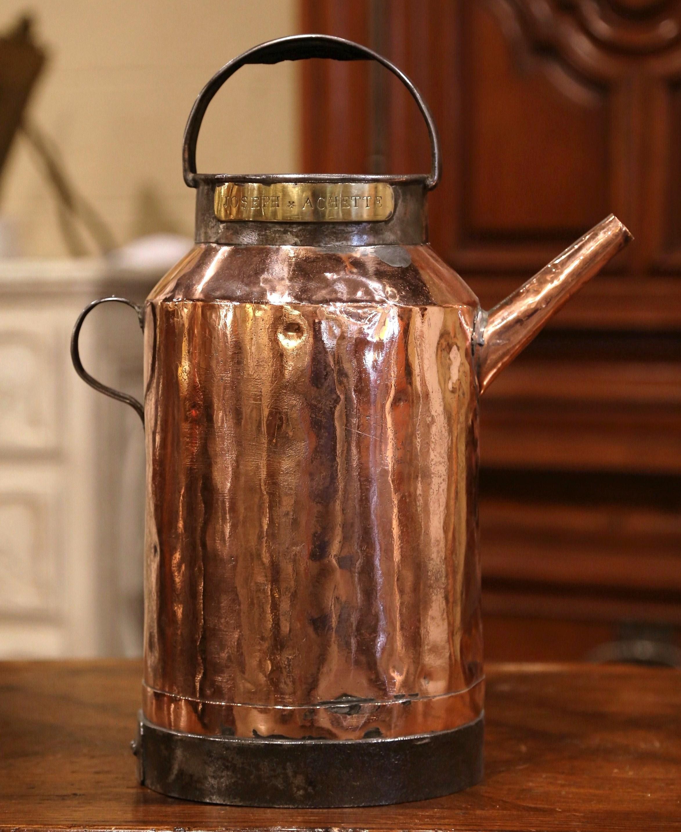 18th Century French Polished Copper and Iron Watering Can 2