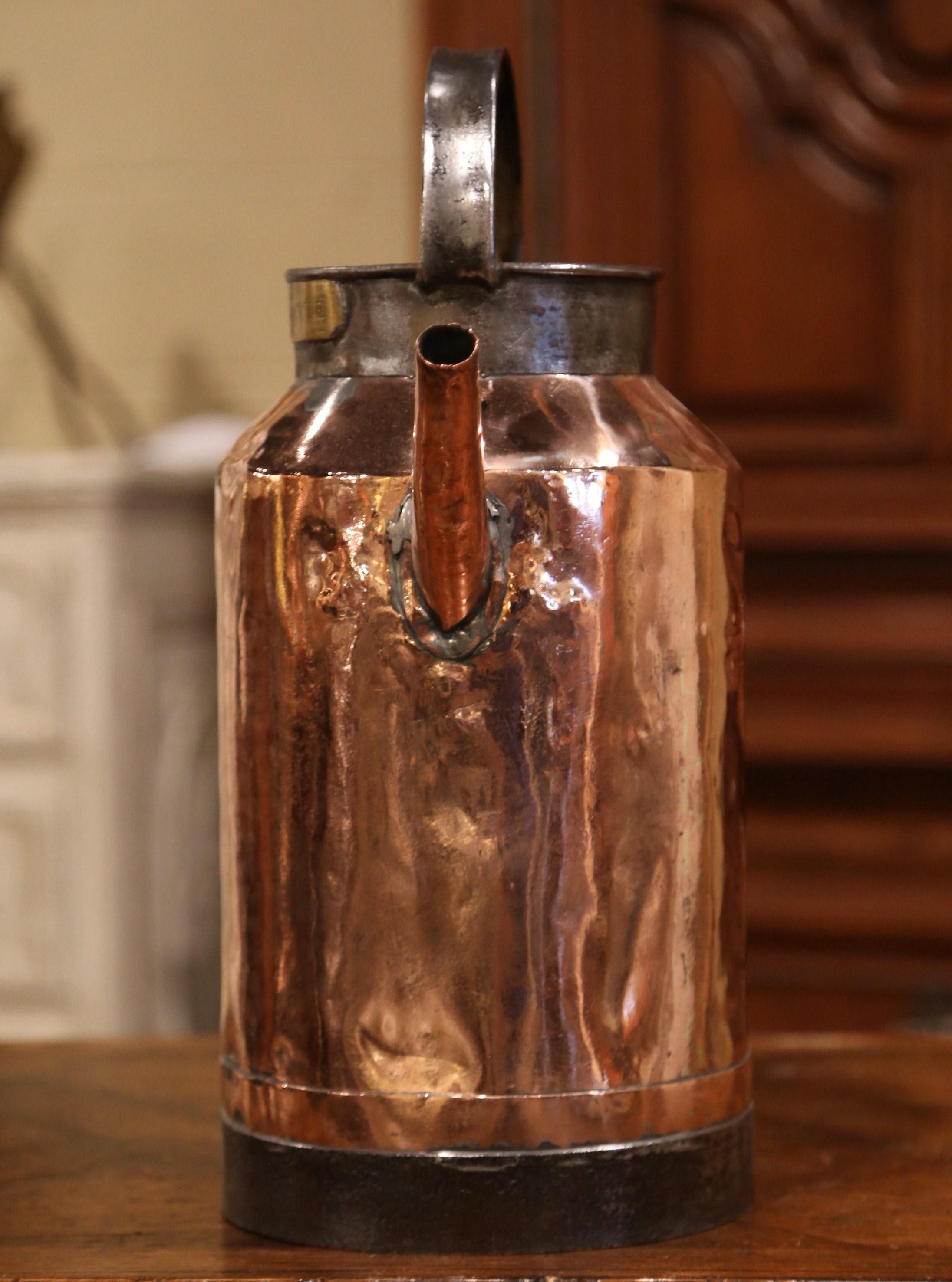 18th Century French Polished Copper and Iron Watering Can 3