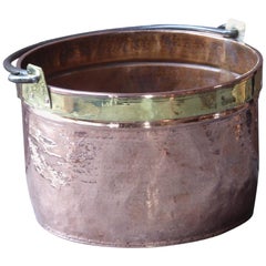 18th Century French Polished Copper Log Holder or Log Basket